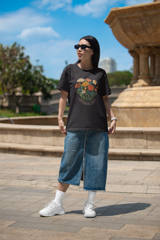 Oversized Effervescent Flowers Printed T-Shirt